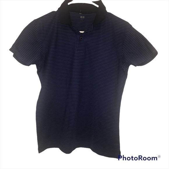 MEN’S Uniqlo blue stripped polo shirt - Picture 1 of 7